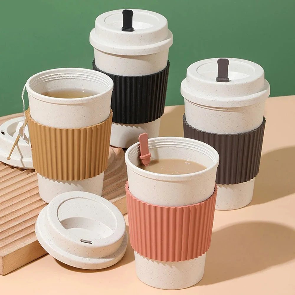 Coffee Tea For Me - 450ML Coffee Cups With Lids Wheat