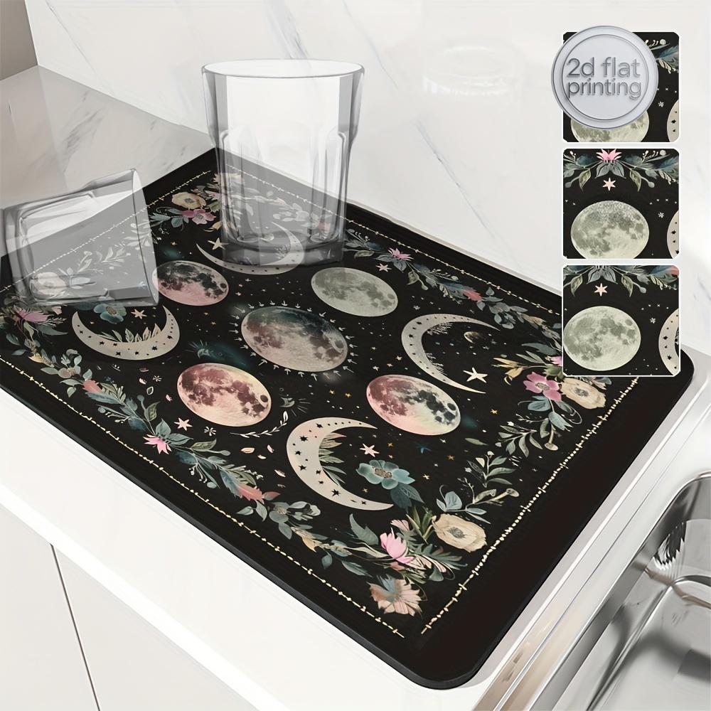 Coffee Tea Garden - 1pc Moonlit Garden Floral Absorbent Mat