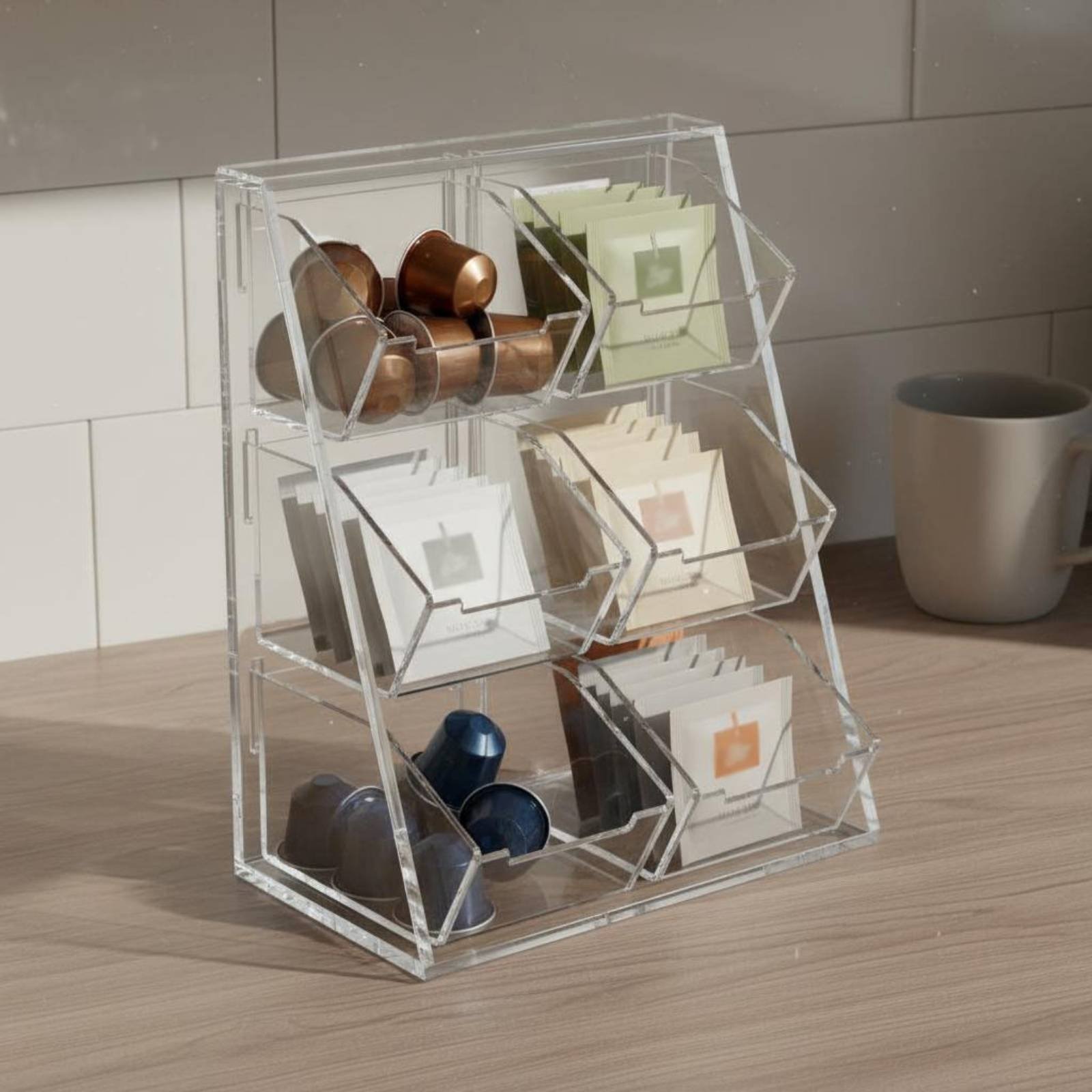 Coffee Tea Organizer - Acrylic Coffee and Tea Organizer Detachable
