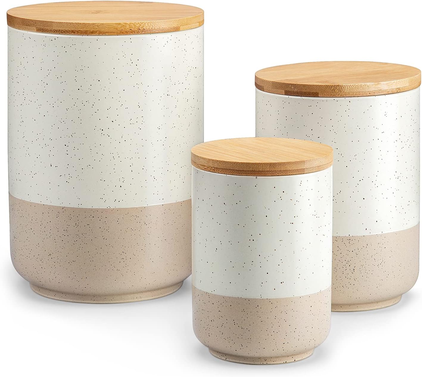 Coffee Tea Sugar - Sabine Ceramic Canister Set with Airtight