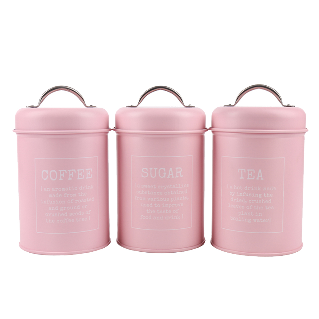 Canister Coffee Sugar Tea - Set of 3 Canister Iron Kitchen
