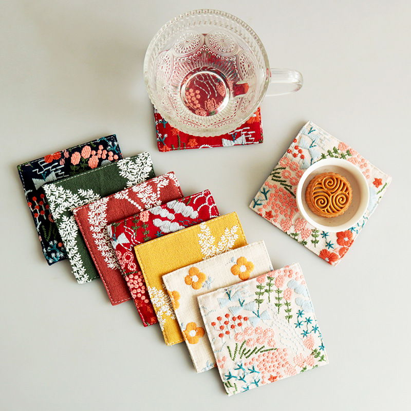 New Cotton Hemp Cup Mat Embroi - Coffee Plus Tea incelemesi ve fiyatı