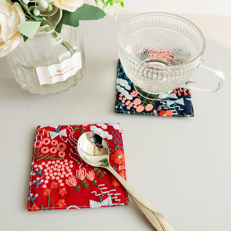 New Cotton Hemp Cup Mat Embroi - Coffee Plus Tea incelemesi ve fiyatı