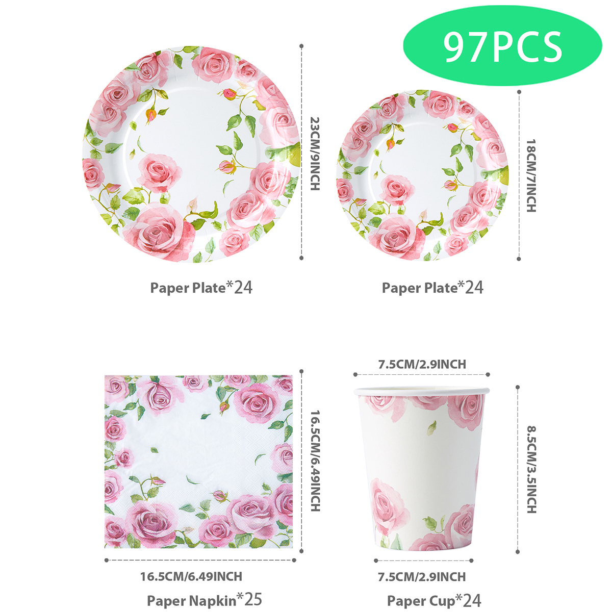 Floral Paper Plates Watercolor - Tea & Coffee Kent incelemesi ve fiyatı
