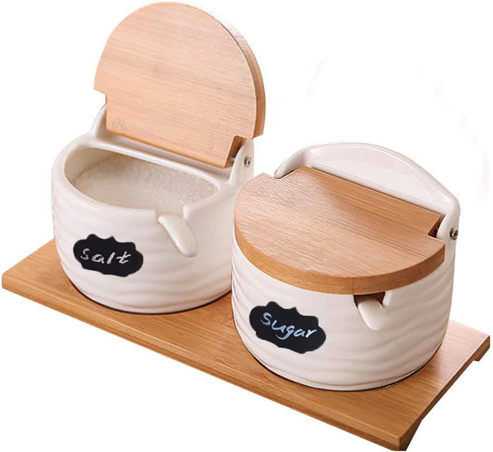 Ceramic Salt Cellars with Lids - Coffee Tea Sugar incelemesi ve fiyatı