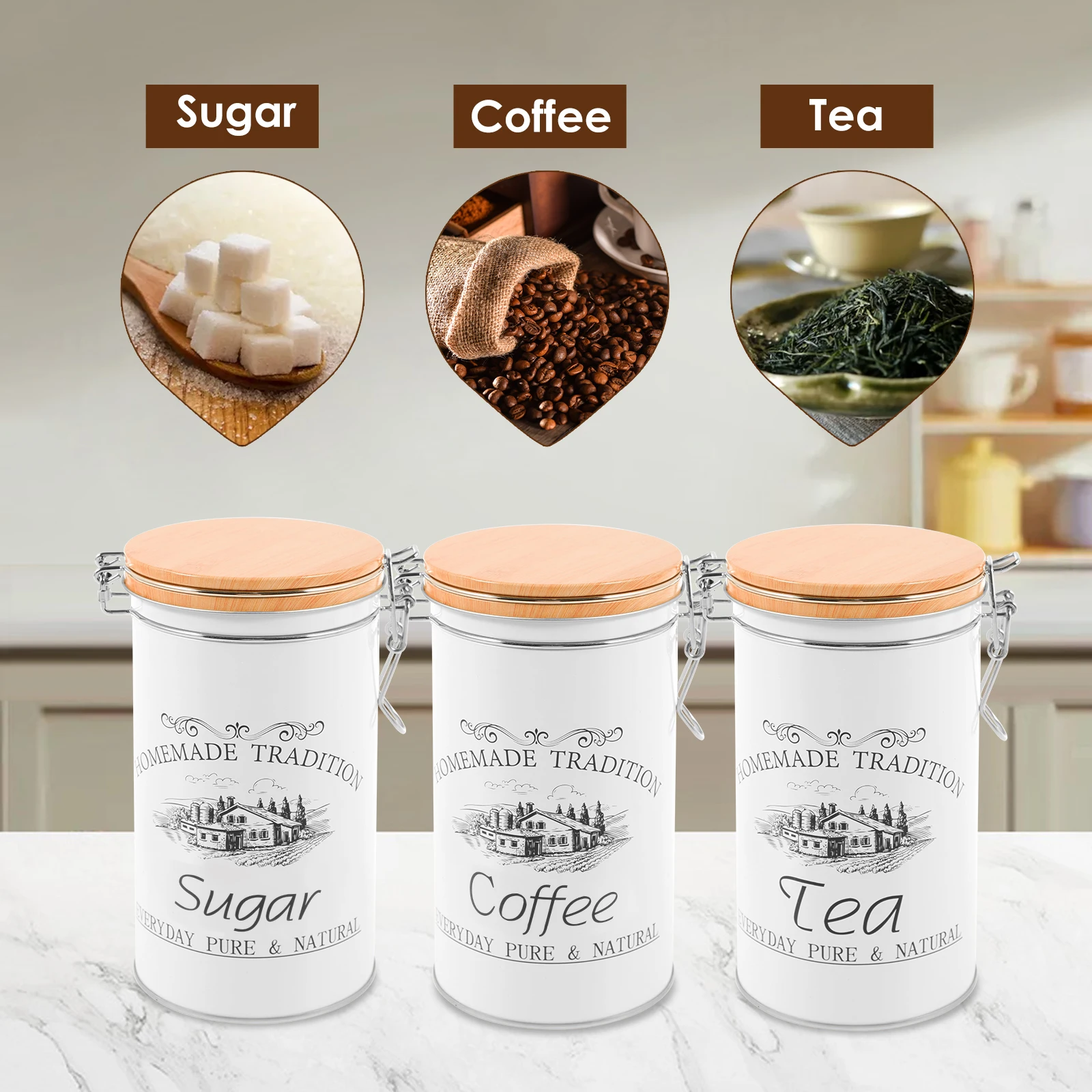 3Pcs/Set Tea Coffee Sugar Cani - Canister Coffee Sugar Tea incelemesi ve fiyatı