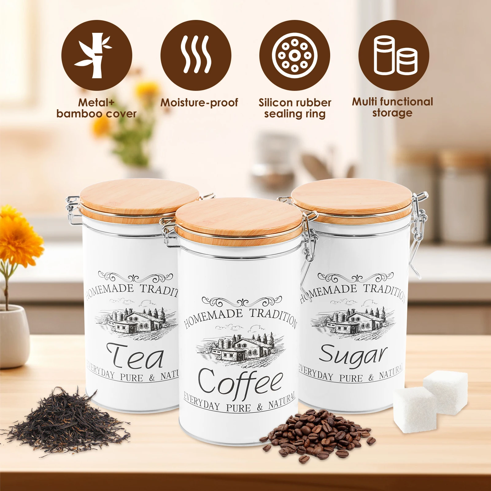 3Pcs/Set Tea Coffee Sugar Cani - Canister Coffee Sugar Tea incelemesi ve fiyatı