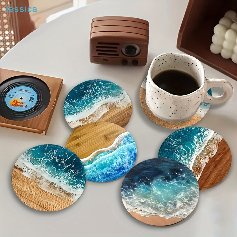 ♥Ocean Wave & Wood Grain Coast - Coffee Tea Sugar Set incelemesi ve fiyatı