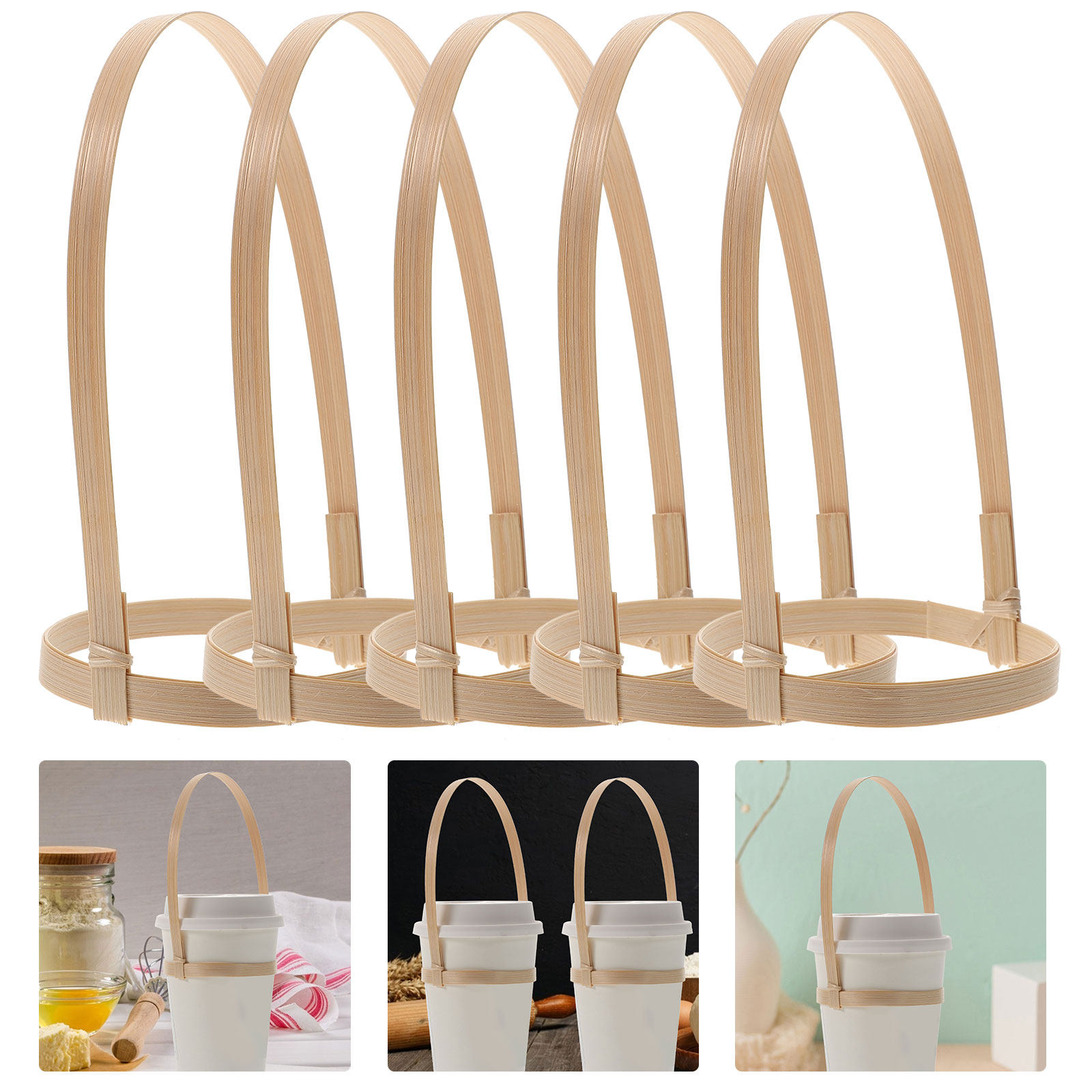 10Pcs Bamboo Drink Cup Carrier - Coffee Tea Holders incelemesi ve fiyatı