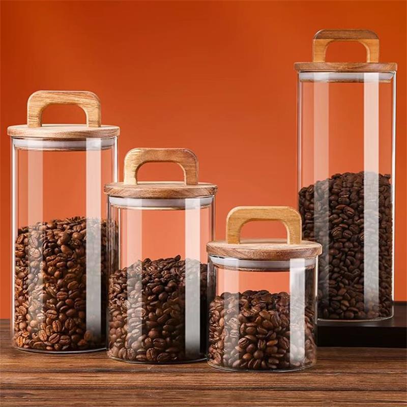 Clear Glass Jar with Bamboo Li - Canister Coffee Sugar Tea incelemesi ve fiyatı