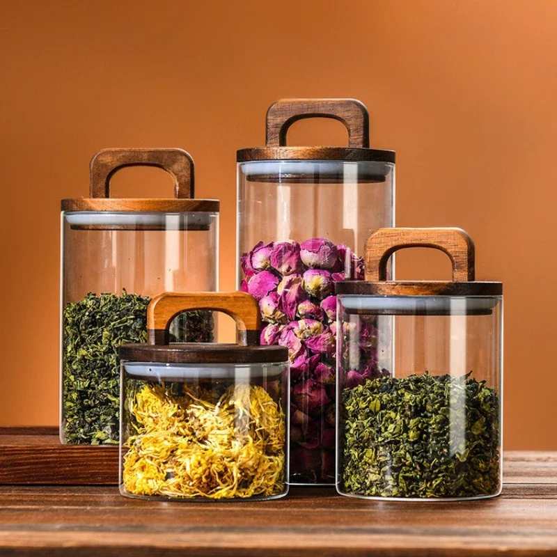 Clear Glass Jar with Bamboo Li - Canister Coffee Sugar Tea incelemesi ve fiyatı