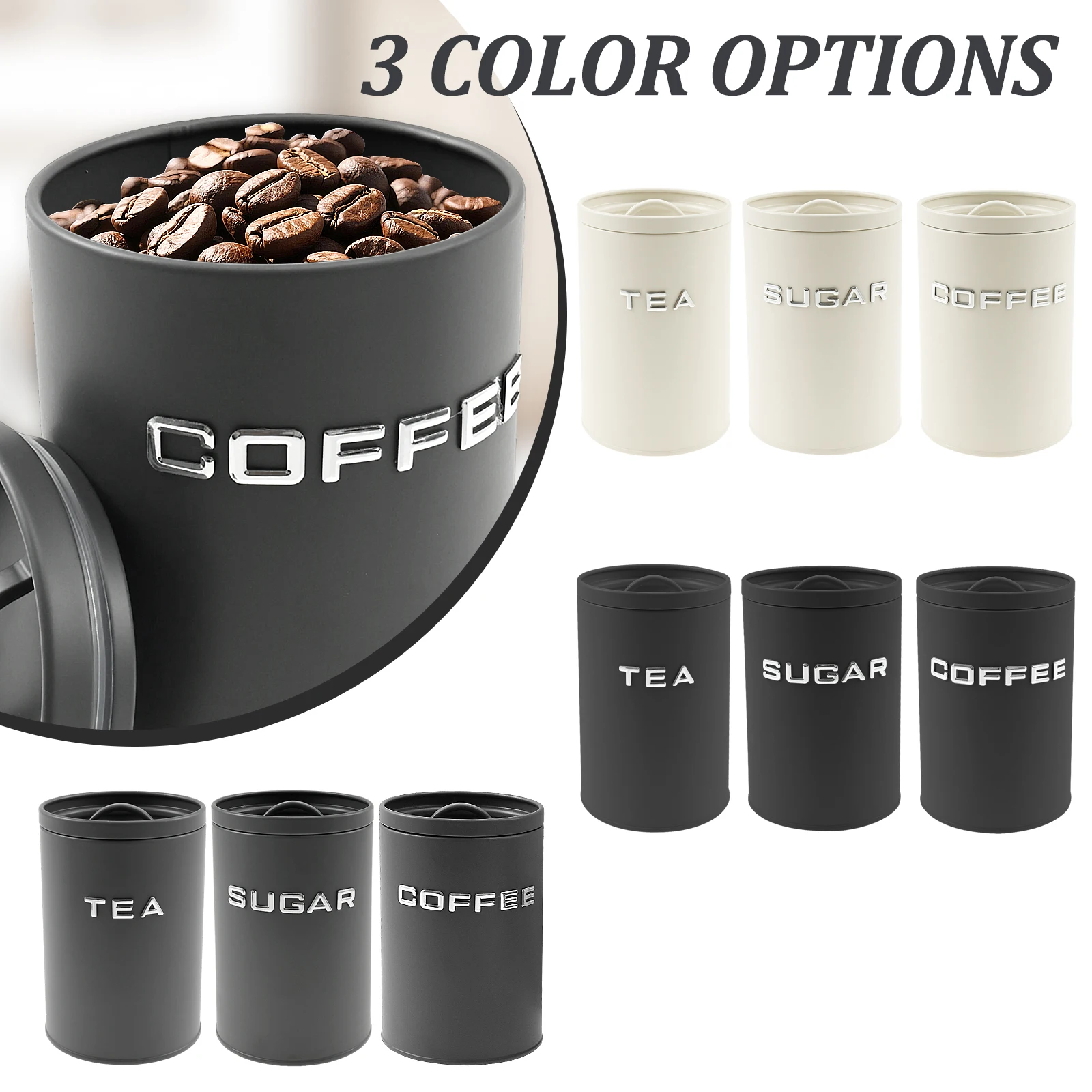 3 Pcs Tea Coffee Sugar Caniste - Canister Coffee Sugar Tea incelemesi ve fiyatı
