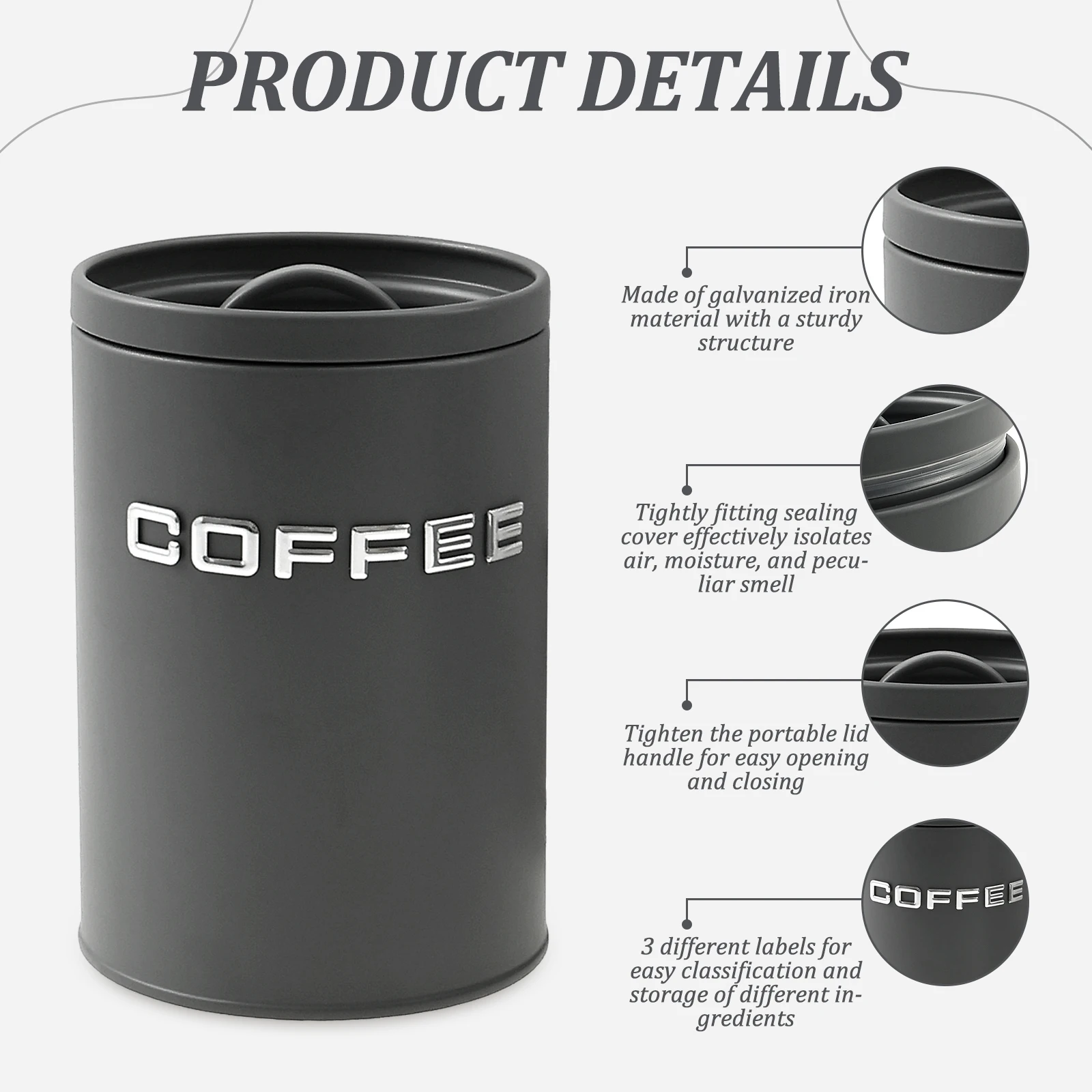3 Pcs Tea Coffee Sugar Caniste - Canister Coffee Sugar Tea incelemesi ve fiyatı