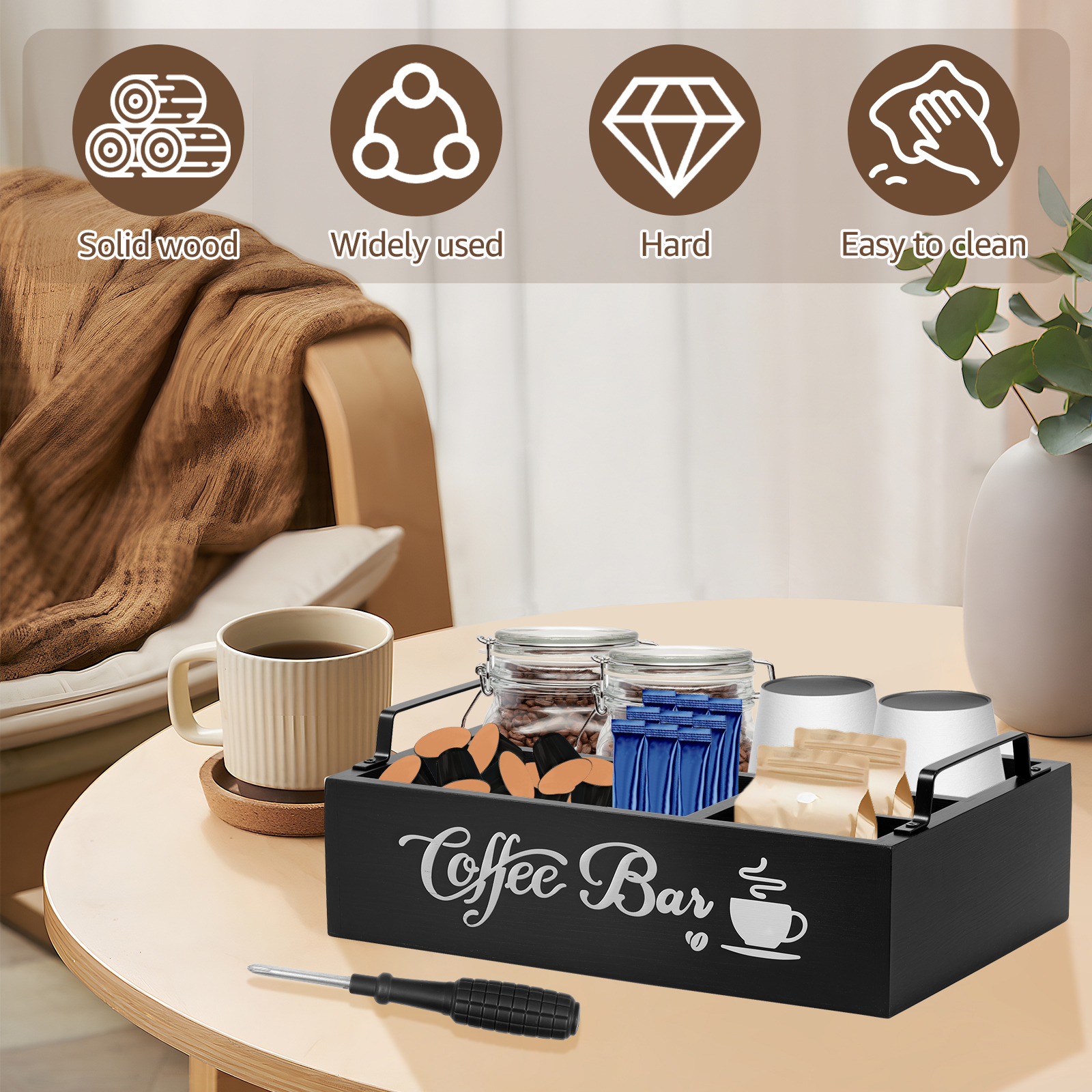 Wooden Coffee Rack Portable De - Coffee Tea Holders incelemesi ve fiyatı