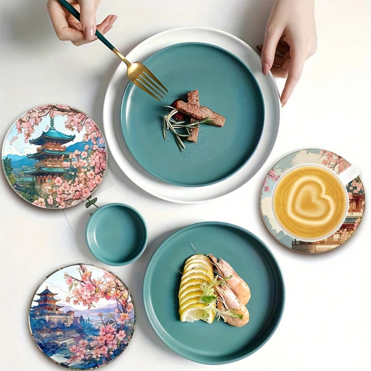 2D FLAT 6pcs/Set Japanese Cher - Coffee Tea Garden incelemesi ve fiyatı