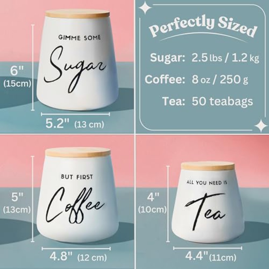 Coffee Tea and Sugar Ceramic C - Canister Coffee Sugar Tea incelemesi ve fiyatı